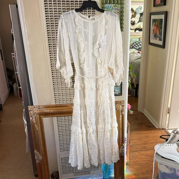 NEW Zimmermann Acacia embroidered midi dress - Picture 4 of 11
